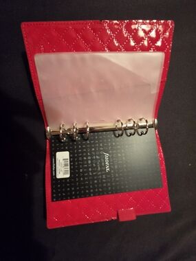 filoFAX Red Quilted Patent Ring Binder Phone Organizer